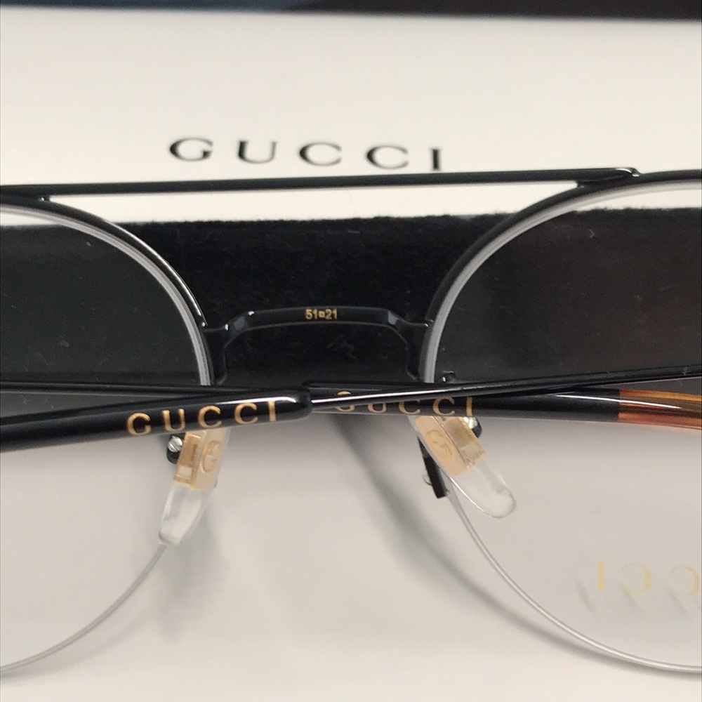 Authentic Gucci GG0682O 001 Eyeglasses – Black Semi-Rimless Round Frame - Picture 8 of 12